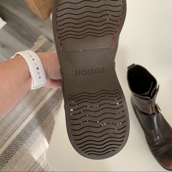 Hogan Brown Leather Buckled Biker Military Boots 6.5 BS2 - Picture 4 of 10